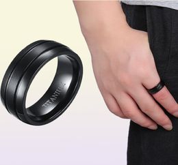 8MM Basic Mens Double Lines Titanium Steel Wedding Band Ring Well Finished Comfort Fit8082270