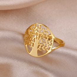 Wedding Rings Skyrim Stainless Steel Tree of Life Ring Women Amulet Finger Rings Vintage Jewelry Birthday Gifts for Friends Wholesale