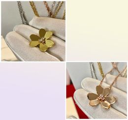 Brand Pure 925 Sterling Silver Jewelry For Women 3 Leaf Flower Neckalce Pendant 60cm Clover Sakura Wedding Party Necklace 2106215507118