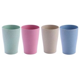 12oz Reusable Wheat Straw Cups Plastic Mouthwash Gargle Cups Unbreakable Drinking Cup Portable Water Glasses Tumblers W0245