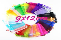 9X12cm Christmas Gift 100Pcs Beautiful Mix Colors Organza Pouch Jewelry Gift Bag for Wedding Festival Whole6543676