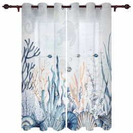 Curtain Summer Ocean Coral Shell Conch Sea Star Modern Curtains For Living Room Home Decoration El Drapes Bedroom Window Treatments