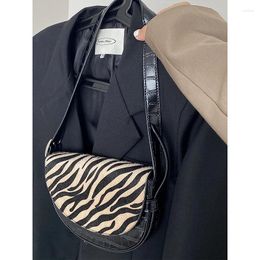 Bag Leopard-print Zebra-print Semi-circular Underarm Female Hair Stitching Flip Saddle Single-shoulder Sloping