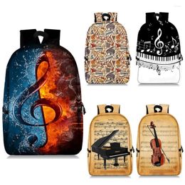 Backpack Fashion Music Notes Print Piano Women Rucksack Musical Instruments Men Laptop Bag Teenager Children School Bags Bookbag