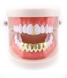 Factory Bottom Teeth Grillz Set Hip Hop Bling Dental Grills CZ Iced Out Tooth Cap Body Jewellery US Whole Men Teeth Access6326242