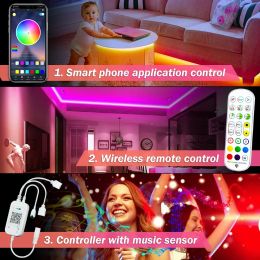 LED Light With 20 Metre Music Synchronization, Application Control With Remote Control, LED RGB Lights With Bedroom LED Lighting