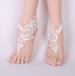 1 Pair Wedding Bridal Anklets Lace Decor Women Lady Beach Foot Jewelry Chain Barefoot Sandals Shoes Accessories6792325