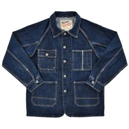 Giacca di jeans per uomini da 15 once di Selvedge Lavato Biker Spesso da lavoro da lavoro Spring Autumn Coat Mens abbigliamento retrò 240428
