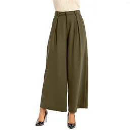 Women's Pants Office Lady High Waist Loose Straight Trousers Solid Street Wide Leg Korean Fashion Female Lounge Palazzo