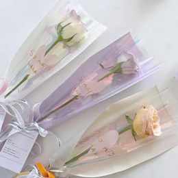 Gift Wrap 10pcs Single Rose Sleeves Flower Wrapping Bag Bouquet Packaging Bags Clear Cellophane Floral Wrappers For Valentine's Day