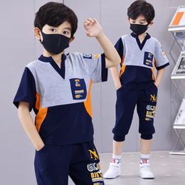 Clothing Sets Summer 2Pcs Suits Boy Set Color Matching T-shirt Pants Teenage Clothes Casual Tracksuit 4 6 8 9 10 12 Years