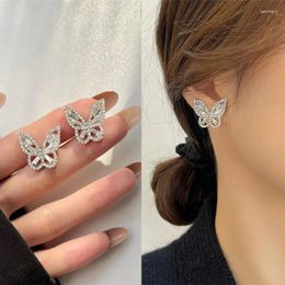 Stud Earrings Fashion Delicate Butterfly Sparkling Rhinestone For Women Personalised Minimalist Party Jewellery Accessories