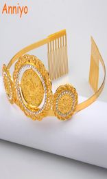 Anniyo Gold Colour Turkey Coin Hairband For Women Wedding Hair Accessories Headpieces Jewellery Arab Middle East Crown Gift 0593065754684