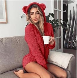 Winter Warm Onesies For Adults Women Warm Pyjamas Fleece Hooded Animal Onesie Pyjamas Jumpsuit Sexy Sleepwear Plus size 5XL Y200427794411