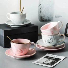 Mugs Modern Minimalist Marble Tumbler Water Glass Cup Coffee Cups Dish Ceramic Tea Mug Saucer Set Milk Spoon S Glasses