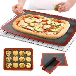 Grills Silicone Grill Mat 30X40cm Baking Tray Breathable BBQ Cookie Bread Mat Oven Microwave High Temperature Baking Kitchen Tools