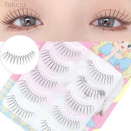 False Eyelashes Wholesale of 5 pairs of V-shaped natural false eyelashes transparent and dry 3D Korean comics eyelash makeup and eyelash products d240508