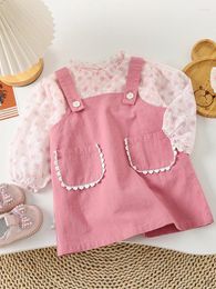 Clothing Sets 1-6 Year-old Girl's Strappy Skirt Set 2024 Spring Floral Ruffled Collar Shirt 2PS Lively Fashionable Baby Clothes