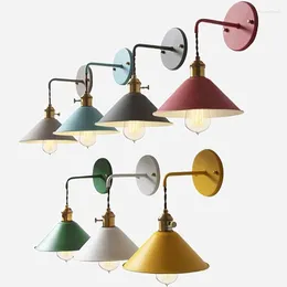 Wall Lamp Macaron Iron Lamps Modern Restaurant Cafe Living Room Bedroom Bedside Aisle Stairs Home Decor Sconce With Switch