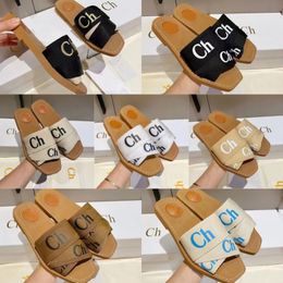 Luxury Sandals Famous Designer Women Slippers Woody Flat Mules Slides Mila Platform Cloud Soft Shoes Embroidered Linen High Heel Sandale Espadrille Wedge Sliders