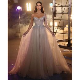 Sparkly A-Line Prom Dresses One Long Sleeve V Neck Strap Appliques Sequins Beaded Floor Length 3D Lace Ruffles Train Evening Dress Bridal Gowns Plus Size Custom 0431
