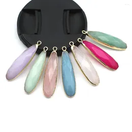 Pendant Necklaces 6pcs Gold Plated Faceted Teardrop Natural Stone Pendants Rose Quartz White Drops Charms Jewellery