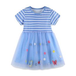 Girl's Dresses Jumping Metres Summer Princess Dress Childrens Vest Party Birthday Baby Clothing Butterfly Embroidered Dress WeddingL2405