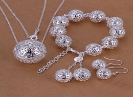 Whole lowest Christmas gift 925 Sterling Silver Fashion NecklaceEarrings set QS0727194584