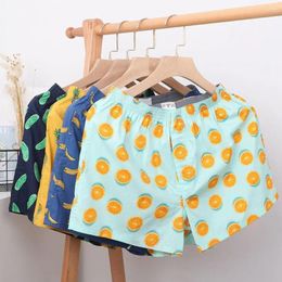 Underpants Men Elastic Waistband Thin Panties Coconut Tree Print Loose Shorts Briefs Breathable Sleep Homewear Boxers Cotton