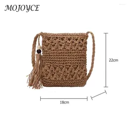 Totes Women Woven Handbags Summer Beach Casual Solid Tassel Shopping Simple Shoulder Crossbody Bags For Travel And Vacation