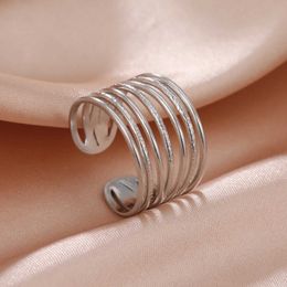 Wedding Rings Skyrim Wide Multi-Layer Geometric Rings for Women Stainless Steel Adjustable Finger Ring 2024 Hiphop Punk Party Jewellery Gift