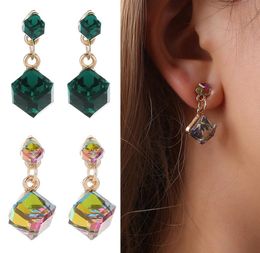 Fashion Earrings For Women 3 Color Water Cube Jewelry Crystal Square Geometric Drop Earrings Wedding Party Gift8196466