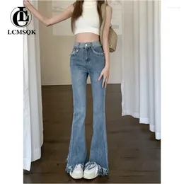 Women's Jeans Women's 2024 Trend Korean Fashion Streetwear Female Clothing Y2k Vintage Woman High Waist Denim Pants Flare Blue