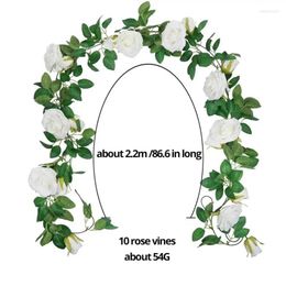 Decorative Flowers 2M White Artificial Vine Fake Rose Flower Rattan For Home Room Decor Garden Wedding Marriage Decoration Outdoor Ornament