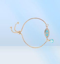 2021 Turkish Lucky Blue Crystal Evil Eye Bracelets For Women Handmade Gold Chains Lucky Jewelry Bracelet woman jewelry1100646