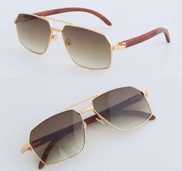 Designer Wood Frames glasses Sunglasses for women Large Square Wooden Sunglass White Inside Black Buffalo Horn Sun glasses Mens Ma7221350