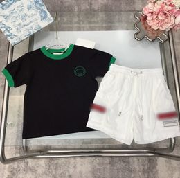 Boys girls designer clothes sets kids letter embroidery short sleeve T-shirts stripe shorts 2pcs fashion children cotton sports outfits Z8031
