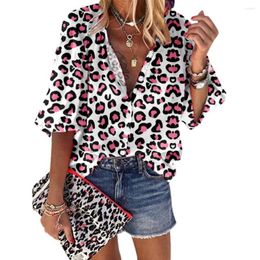 Women's Blouses Retro Design Leopard Print Shirt Spring Summer Fashion Women Casual Blouse Loose Tops Y2k Clothes Streetwear Harajuku