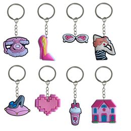 Keychains Lanyards Pink 2 Keychain For Kids Party Favors Keyring Backpacks Key Ring Men Suitable Schoolbag Pendant Accessories Bags Ba Otkvi