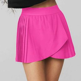 Skirts Baseball Women Cross Split Pleated Tennis Skorts Pockets Fitness High Waist Training Running Dance Skirts Gym Sports Wear Y240508