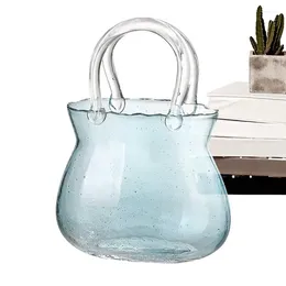 Vases Glass Purse Vase For Flowers Handmade Clear Bag Transparent Flower Unique Decor