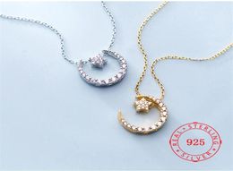 high quality 100 925 sterling silver necklace idea product moon and star cz diamond handmade necklaces whole228e3513619