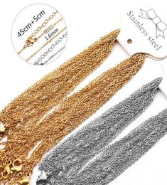 10pcslot 455cm Adjustable Gold Stainless Steel Link Chains Necklaces Fashion Jewellery Cuban Chains Whole Chain DIY Crafts AA22997530