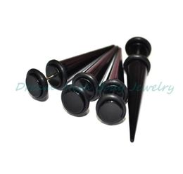 Fake Ear Taper Cheater Illusion Plug Earring Stretcher Stretching Expander Kit Black UV Acrylic2334682