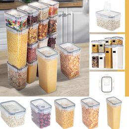 Storage Bottles 5 Size Single Clear Plastic Jars Vacuum Proof Fresh Airtight Kitchen Flour Canisters With Lids