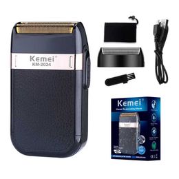 Electric Shavers Kemei Electric Shaver For Men Fashionable Mens Leather Shell Waterproof Rechargeable Professional Beard Trimmer Razor KM-2024 T240507