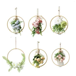 Decorative Flowers Floral Hoop Wreath Centrepiece Front Door Wedding For Indoor Outdoor Party Patio Backdrop Home Decoration