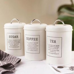 Storage Bottles Coffee Sugar Container Sets Decor Lid Farmhouse Set Of 3 Metal Tea Jars Canister Bin Pot Kitchen