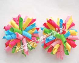 baby flower hair bows 600 pcs 35quot Korker Hair bow hairs clips grosgrain ribbon bows Corker satin hairband flowers PD0075384016