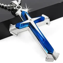 Chains Vintage Jewelry Men's Necklace Cross Pendant Black Fashionable Evil